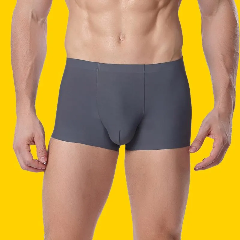 Antibacterial Seamless Silk Boxers For Men With 3D Crotch And