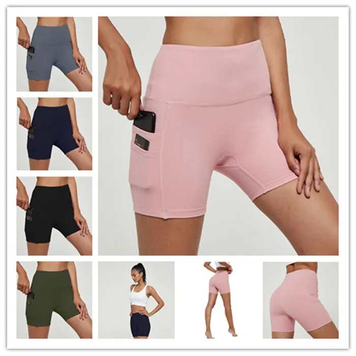 Pantaloni da yoga tascabili estivi traspiranti con fondo pesca Pantaloncini da corsa da donna Abbigliamento sportivo attillato sportivo da donna Abbigliamento da fitness per ragazze