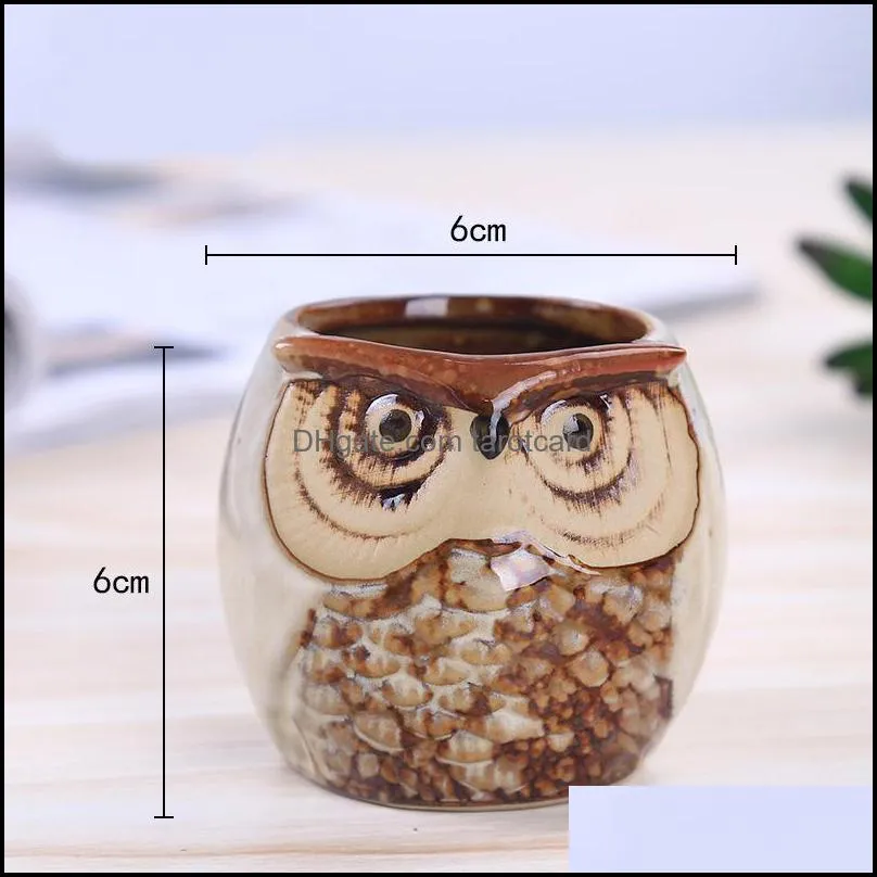 Free Ship Cartoon Owl shaped Flower Pot for Succulents Plants Flowerpot Ceramic Small Mini Home Garden Office Decoration