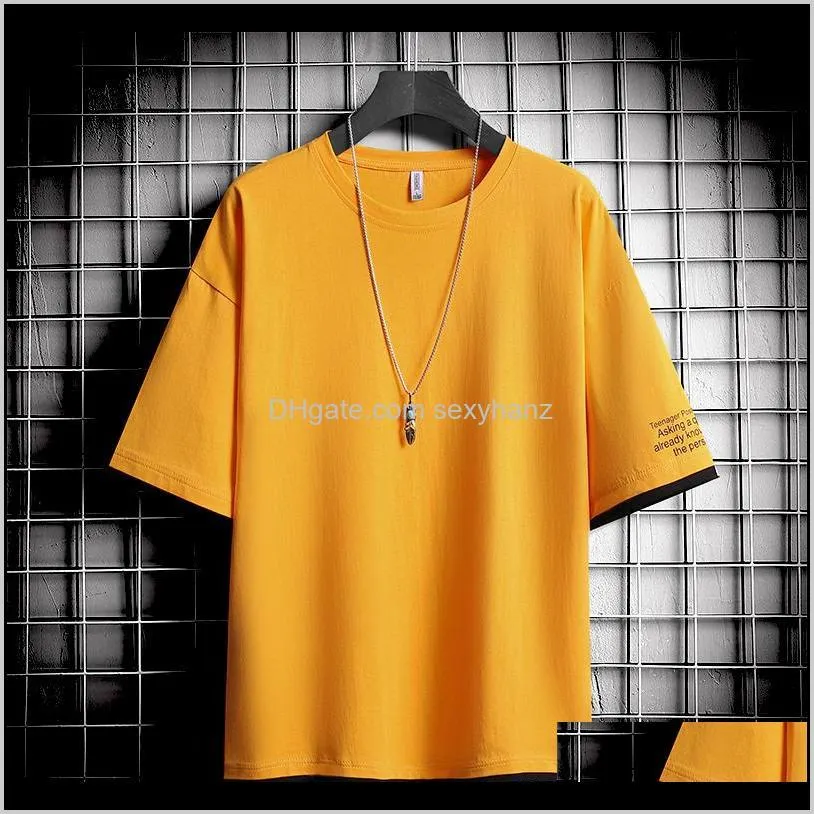 summer 2020 t-shirt for men casual loose-fitting solid-colored short-sleeved t-shirt hip-hop street shirt t-shirt for men