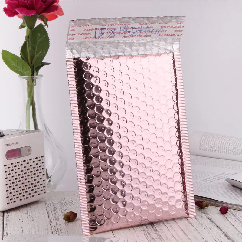 Rose Gold Bubble Envelope Package Bag Rose Gold Foil Shockproof Bubble Mailer Gift Packaging Wedding Favor Bag Multisize