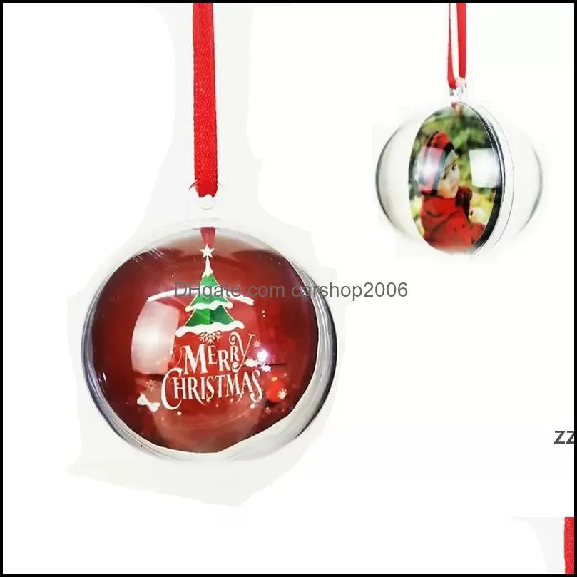 飾りお祝いパーティー用品ホームガーデントトランスペアレントプラスチック製クリスマスボールぶら下がっているペンダントのオレオンの中空ボールと昇華Bla