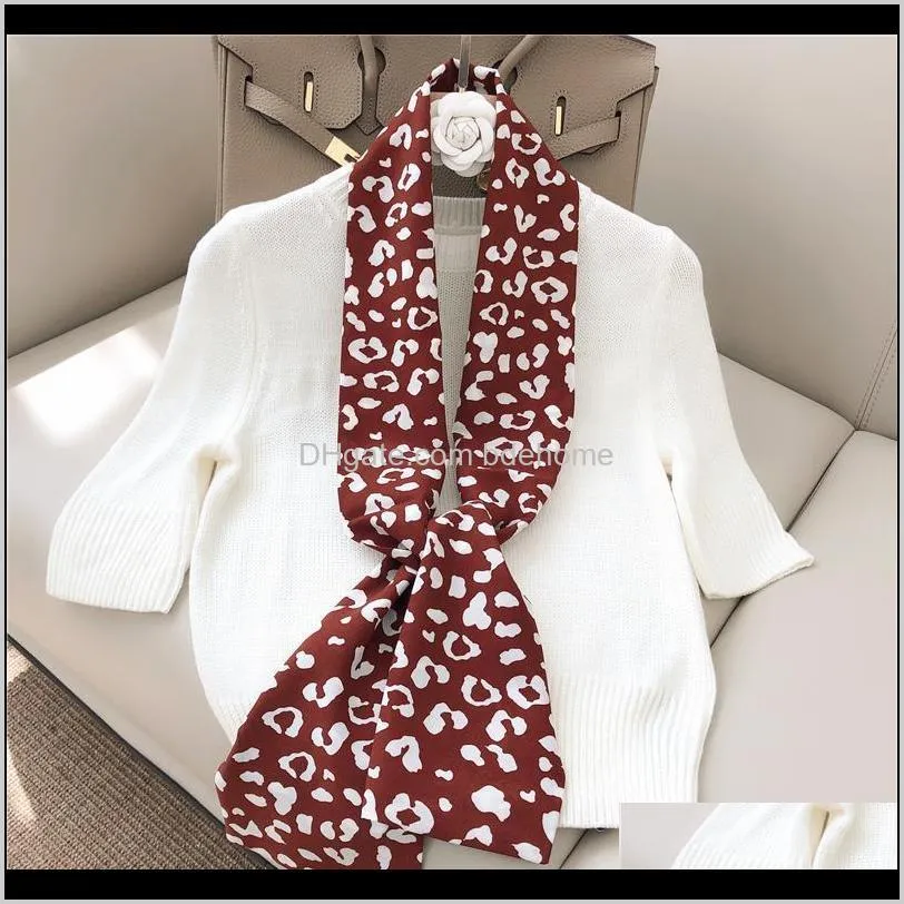 new japanese scarf long narrow long small women`s scarves elegant double printed neckerchief for women professional femme gift1