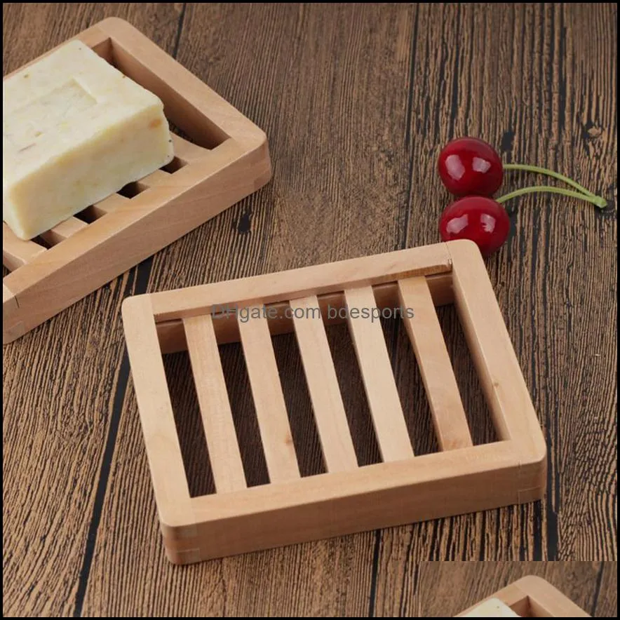 Durable Wooden Soap Dish Tray Holder Storage Rack Plate Box Container for Bath Shower Plates Bathroom a02