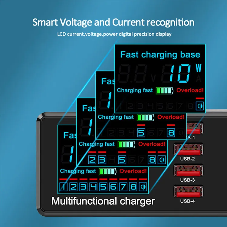 100W Multi USB Charger rapide PD Charge QC30 Adaptateur US EU UK PLIG Station de charge rapide sans fil pour téléphone intelligent Samsung Huawai2311128