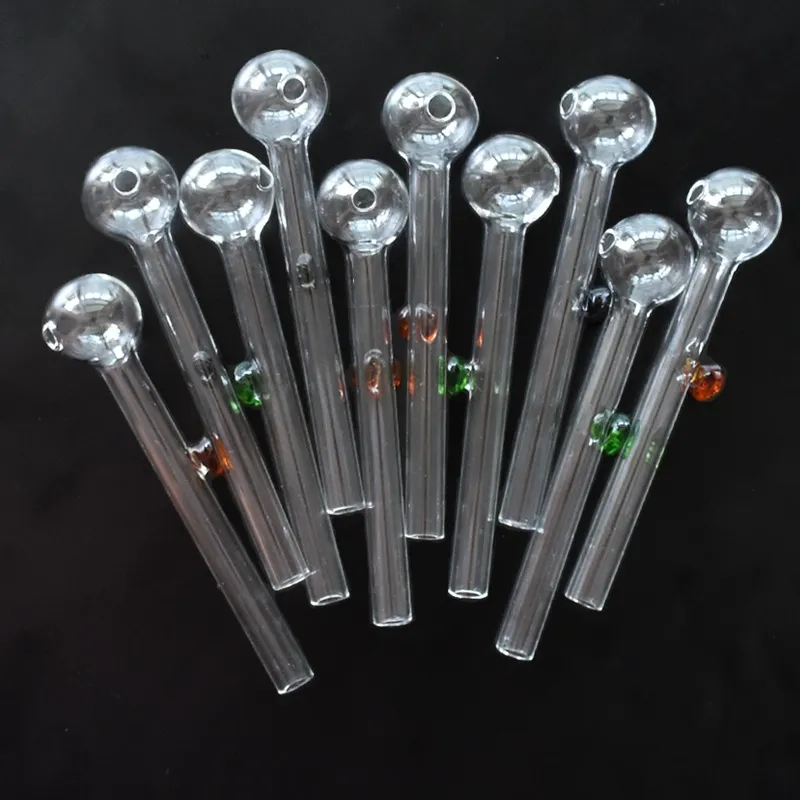 Oil Burner Glass Pipe Pyrex Pipe for Smoking Bubbler Transparent Glass Tube with Colored Dot Oil Nail Burning Jumbo Pipe Smoking Accessories