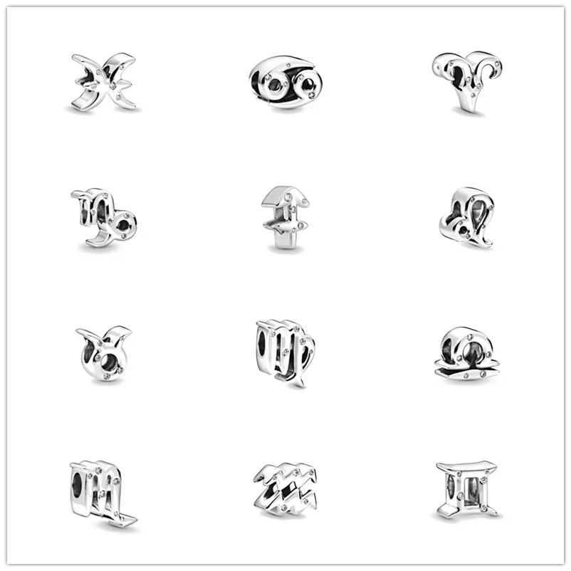 Pendentif en argent 925 12 perles de constellation adaptées au bracelet Pandora bricolage dames cadeau de fête de mode de luxe