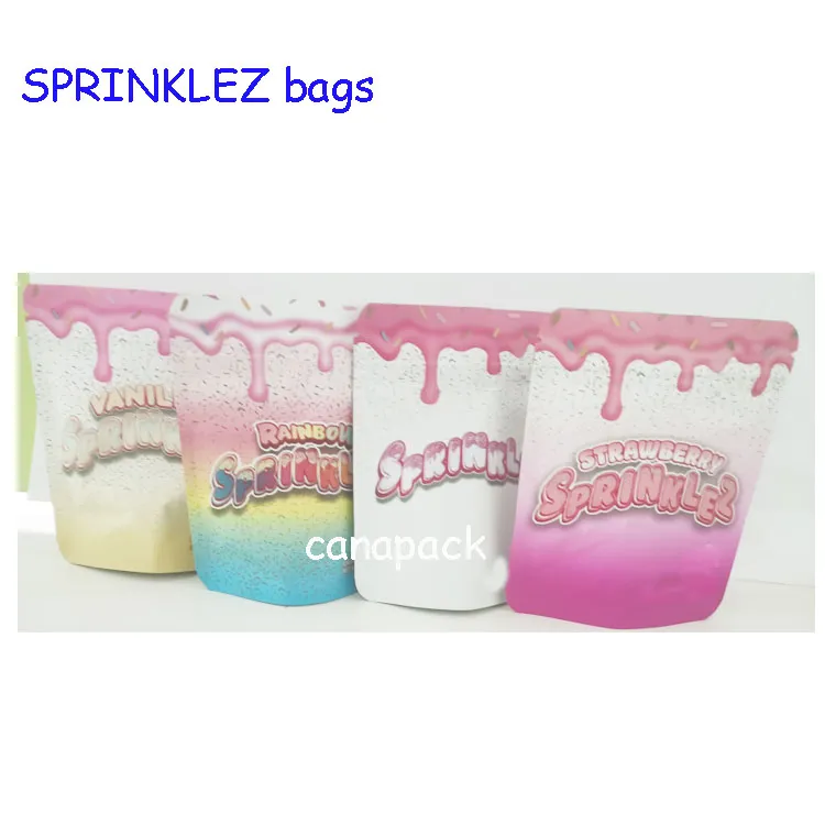 sacs en mylar personnalisés peau douce Cannaking emballage le taux SPRINKLEZ 77 refermable anti-odeur CALIKUSH