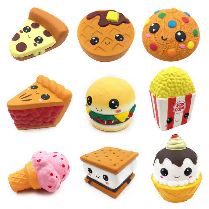 New Fashion Jumbo Cute Popcorn Cake Hamburger Squishy Lento aumento Spremere Giocattolo Profumato Sollievo dallo stress per Kid Fun Gift Toy Y1210