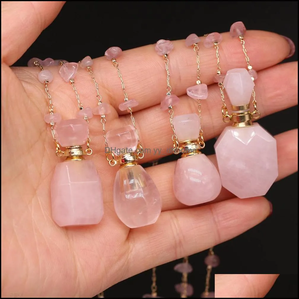 Autres ensembles de bijoux Pierre naturelle par collier de bouteille Irregar Quartz Prendants Charmes pour les femmes ￩l￩gantes adorent cadeau romantique 60 cm Drop Livraison