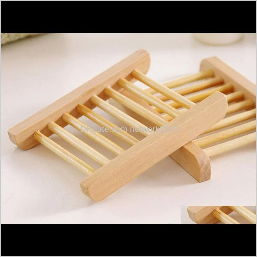 100pcs natural bamboo trays wholesale wooden soap dish wooden soap tray holder rack plate box container for bath shower bathroom