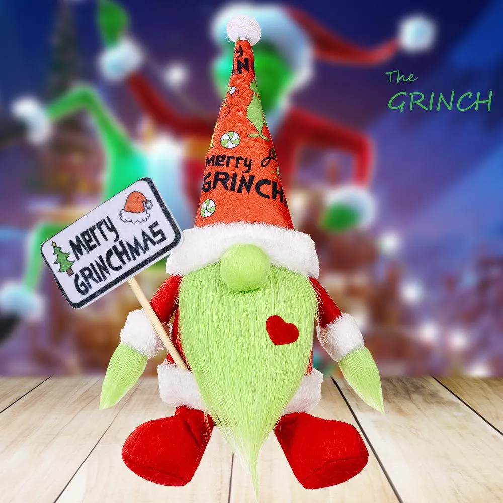 Christmas decoration green furry dolls children gifts ornaments indoor/outdoor Card doll