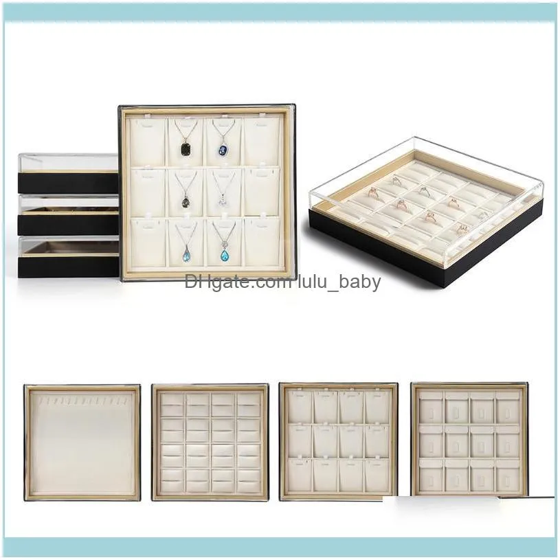 Jewelry Pouches, Bags Premium Storage Box Display Tray For Ring Earring Organiser With Lid