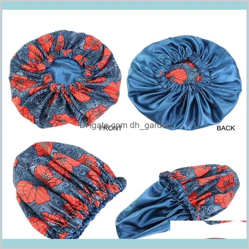 extra large size african pattern print cap women satin lined headwrap bonnets night sleep cap winter hat ladies turban