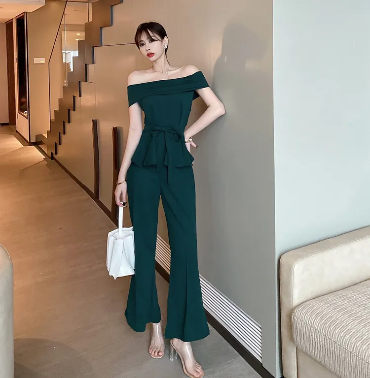 Sexy Summer Pant Suit With Strapless Ruffles And Long Length Red Pants For  Women For Women Perfect For Formal Occasions And Work From Dou003, $18.4
