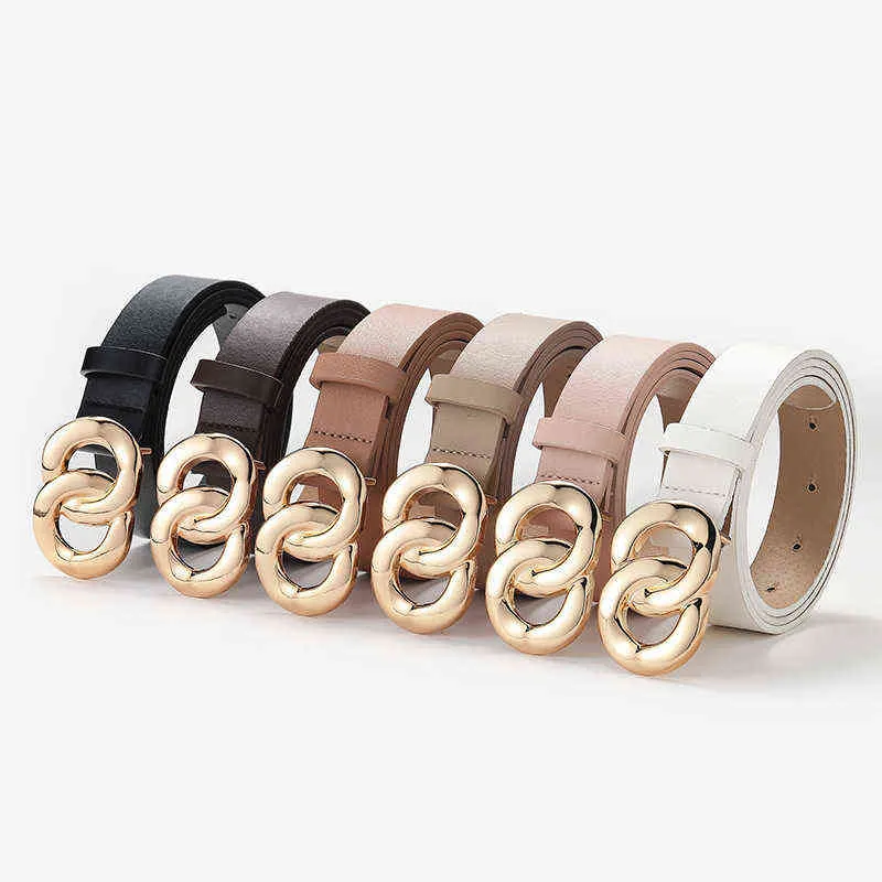 Luxury Brand Designer Belt Golden Chain Buckle Women's Belt Decorative Jeans Dress Belts Luxury Strap White Belt G220301