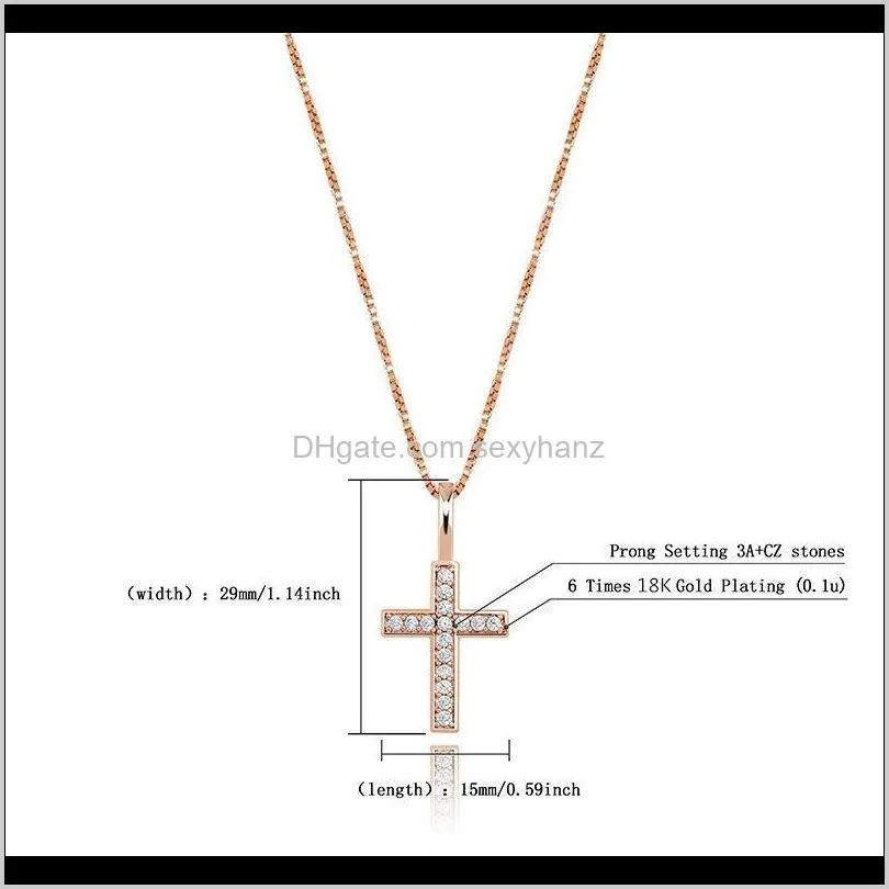 925 sterling silver cross necklaces fashion gold silver color men women bling zircon iced out hip hop necklaces jewelry