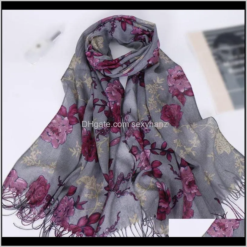 Women Muslim Long Wrap Scarf Tassel Shawl Flower Lace Scarf Scarves Most Fore Front Hat1