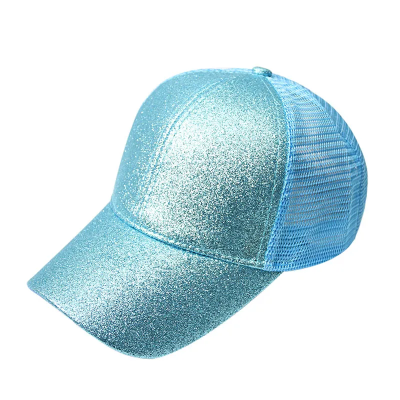 Ponytail Hat Fluorescence Sequin Anti-Sweat Breathable Mesh Favor Caps Adjustable anti-uv Hats Sport Baseball Cap ZYY931