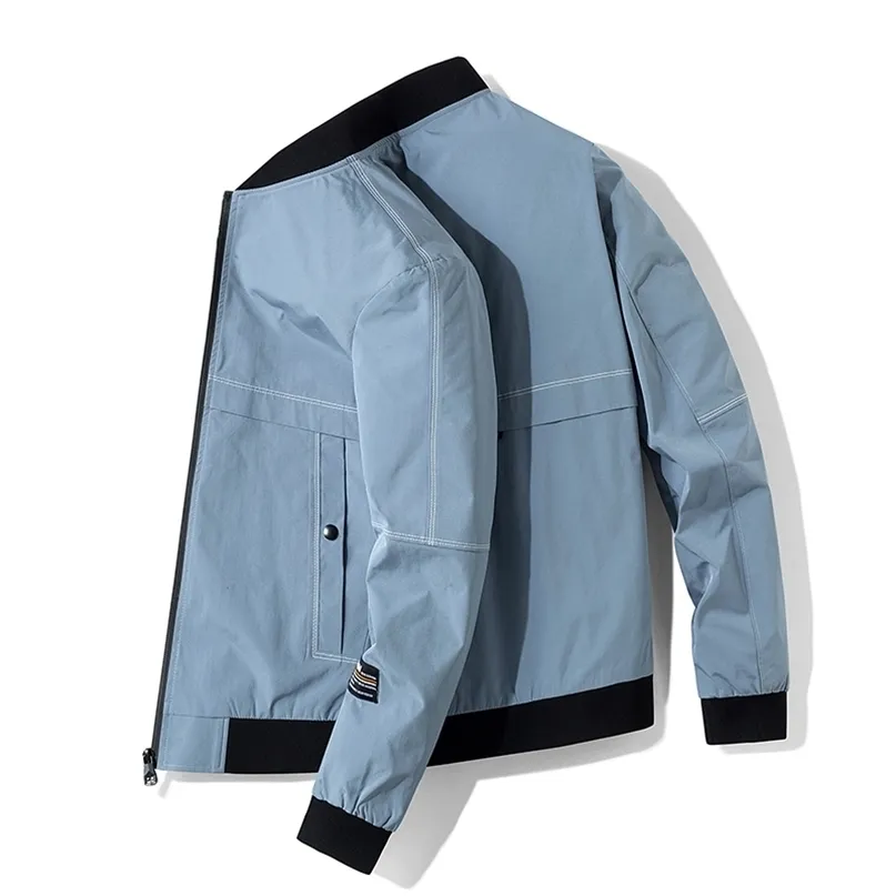 Hoge kwaliteit mannen jas jas rits uitloper mannelijke lente herfst solide casual polyester s heren 211110