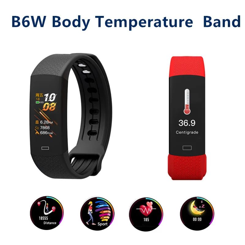 Smart Wristbands B6W Body Temperature Measurement Outdoor Heart Rate