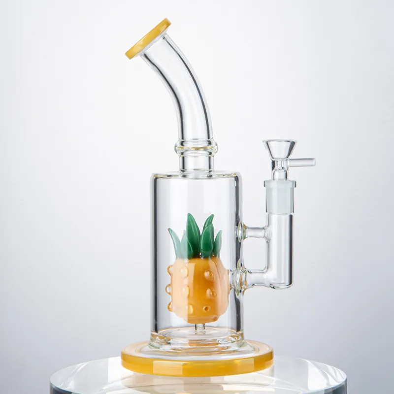 파인애플 유리 봉 물 담뱃대 샤워 헤드 Perc Dab 조작 오일 rigs 물 파이프 14mm 봉지 N 구멍 Percolator waterpipe 그릇 wp2196