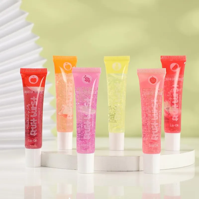 Läppglans 12pc / mycket doftad geléfruktbrott olja plumping lipgloss moisturizer vitamin e mineral