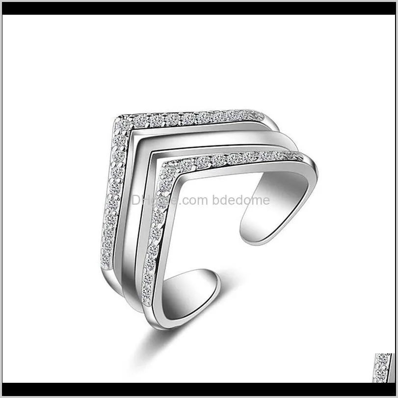 Couple Anneaux Drop Delivery 2021 Bijoux Fantaisie Bague En Laiton Simple Trois Couches Forme De Cône Zircon Imitation Rhodium Or Rose Plaqué Femme Ope