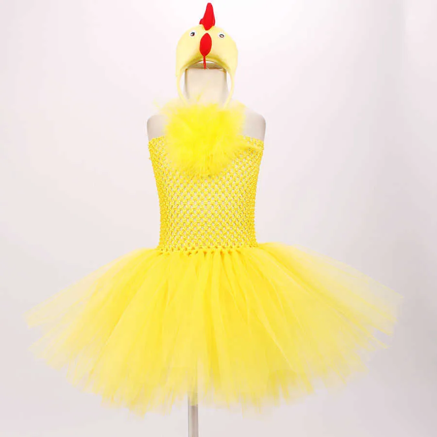 Yellow Chicken Girls Tutu Dress with Headband Animal Baby Girls Birthday Party Dress Up Halloween Children Cosplay Costume (10)