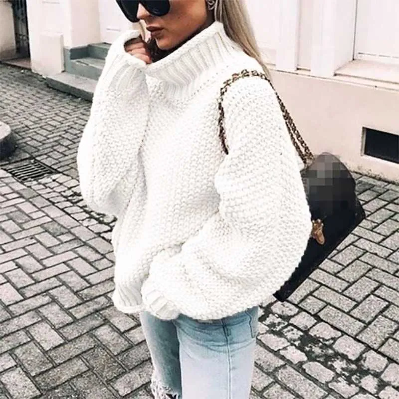 Save Big on Bulk Womens Turtleneck Sweater Oversized Turtleneck Sweaters:  Women's Knitted Batwing Sleeve Sweater Chic White Fluffy Jumper For