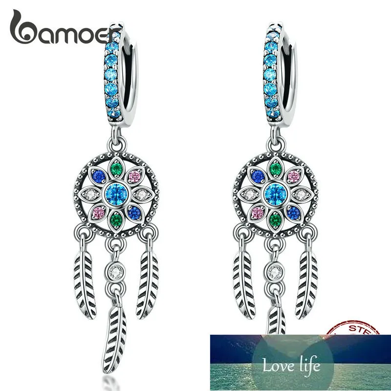 Bamoer Bohemia Dream Catcher Hängeohrringe für Damen, Boho-Stil, 925er Sterlingsilber, Modeschmuck, Geschenke, SCE713, Fabrikpreis, Expertendesign, Qualität, Neueste