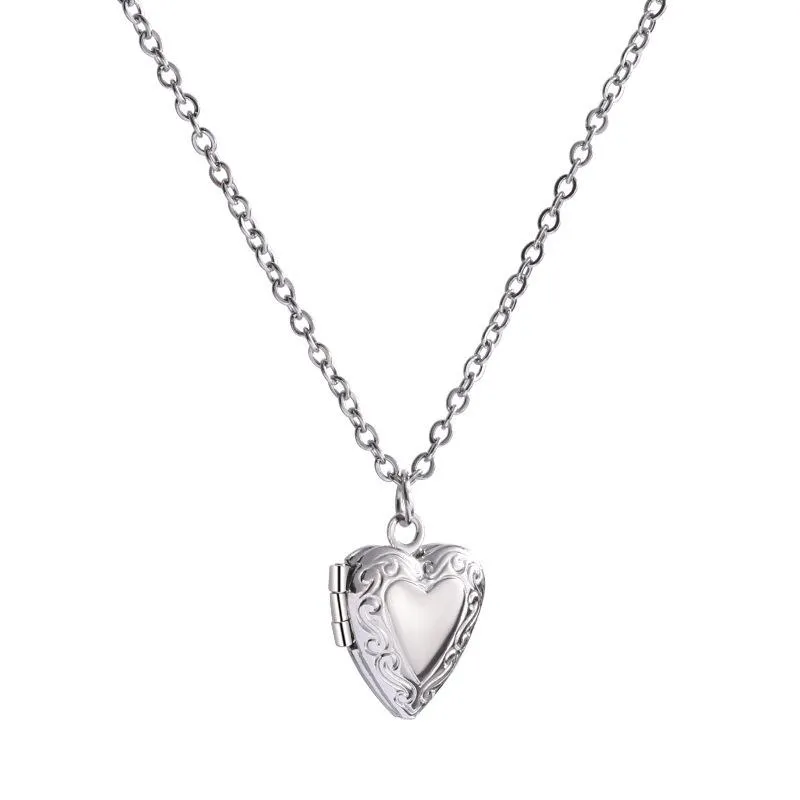 Pendant Necklaces Trendy Romantic Charm Open Design Love Heart Silver Color Women's Korean Style Jewelry Accessories2260
