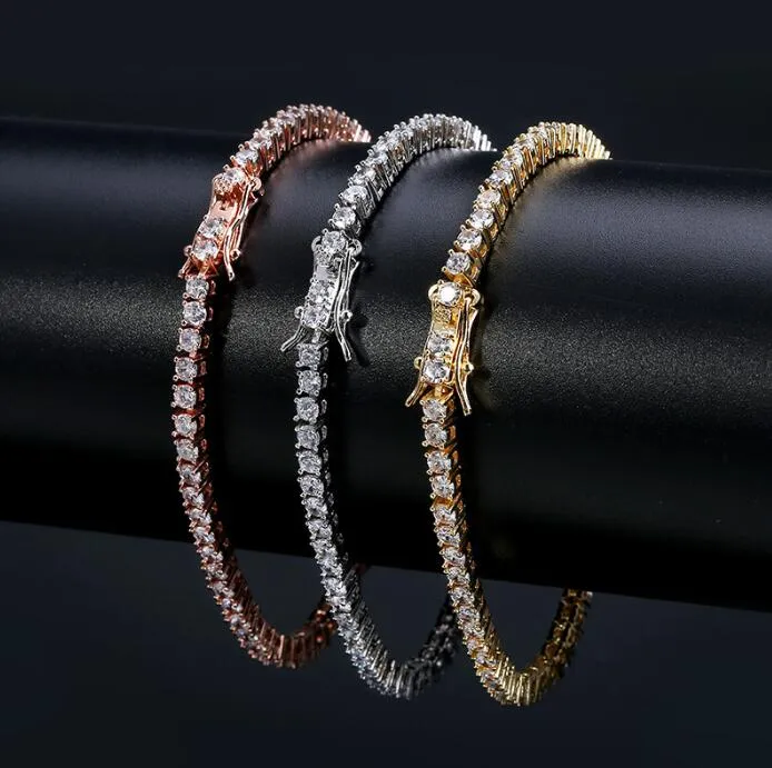 Tennis Chains Hip-Hop Tide Men's Bracelet Zircon-Microencased 3Mm Bracelets 770