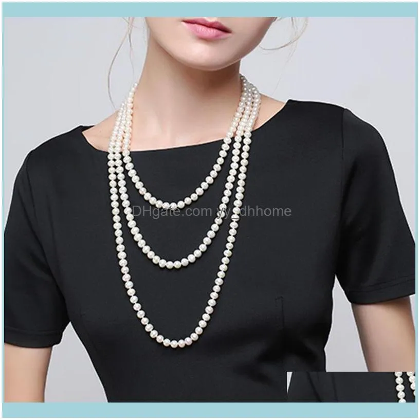 Fashion Classic Multiple Ways To Wear 120CM Chain Imitation Pearl Necklace High Quality Long For Women Year Gift Chains