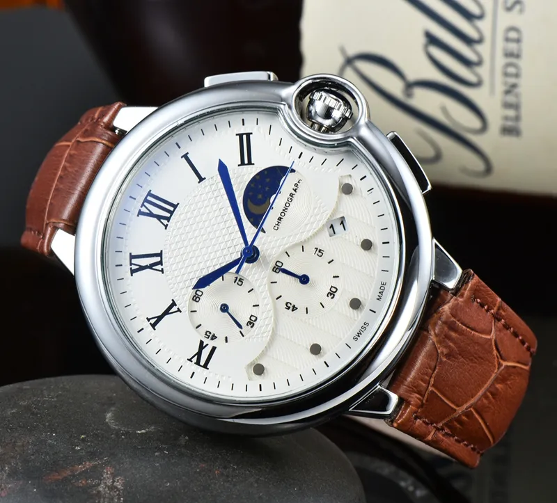 Luxury Mens Collezio Quartz Watch With Moon Phase Chronograph And