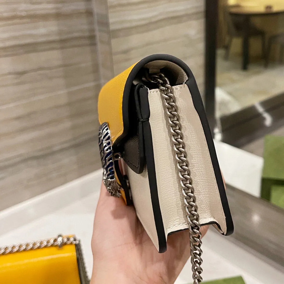 Dionysian Chain Clamshell Packages latest temperament Senior Bags Fashion Shoulder vintage Handbags High Quality Women chains purse phone bag wallet Metallic