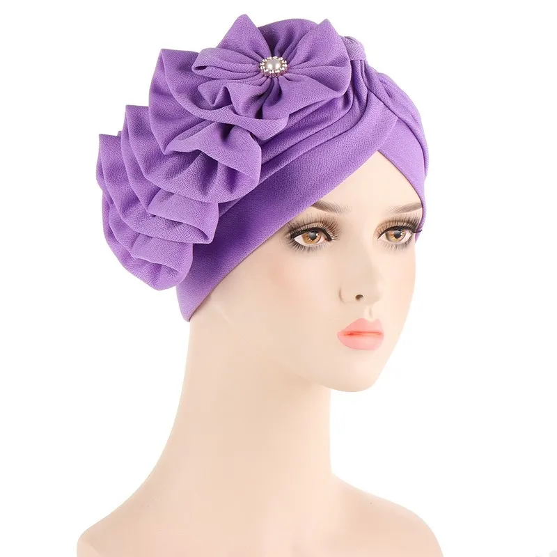 Kepahoo Элегантные Женщины Цветы Turban Bonnet Мусульманские Генеральные Шапки Вечеринки Головные уборы Африканская Головная голова Нигерия Женская Шляпа Свадьба