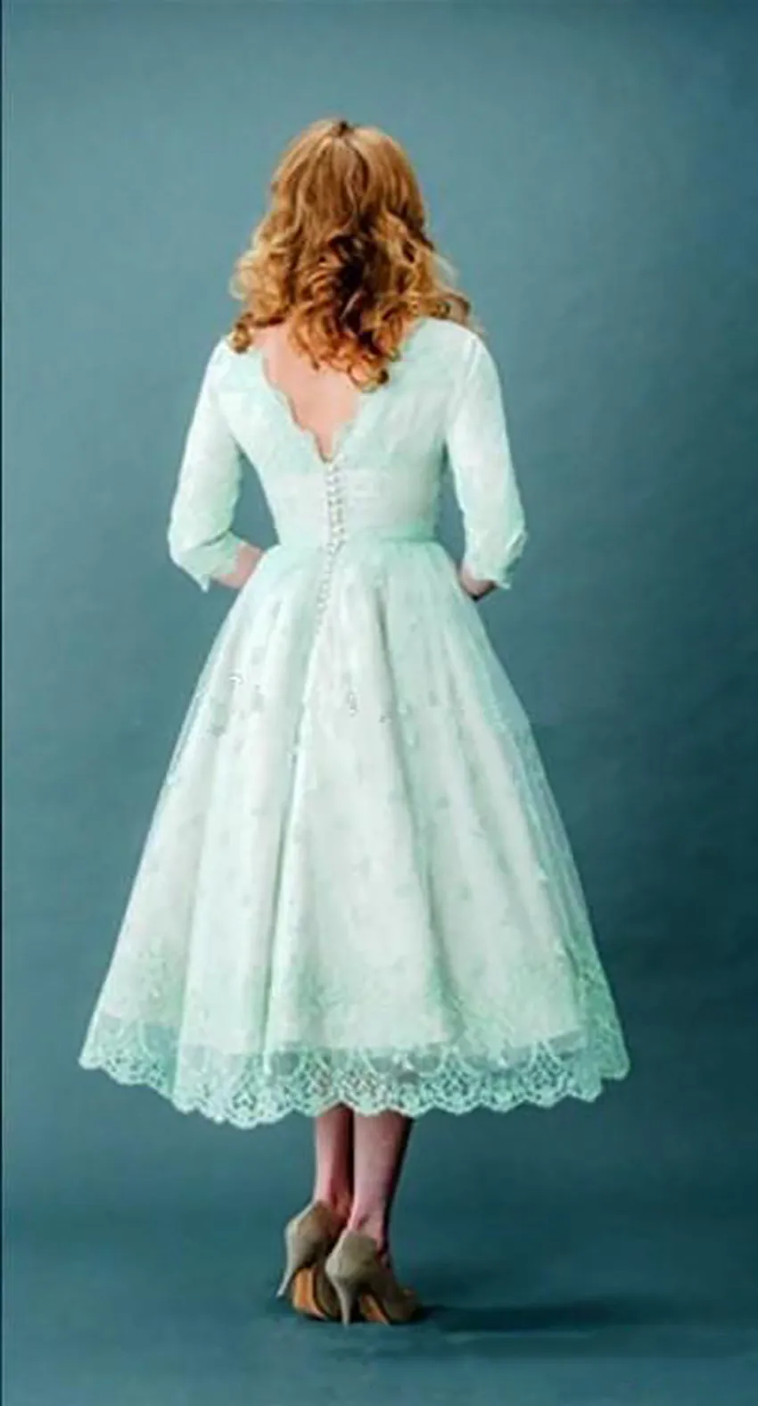 Vintage-Inspired Mint Green Prom Dress: Tea Length, Half Sleeves, Plus Size  Options - Shop Now! from Dhgate Prom Dresses - price 156.0