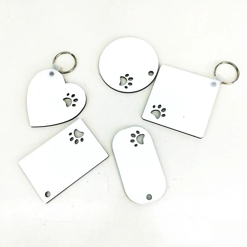 Wooden Sublimation Blank Keychain Pendant Double Sided Heat Transfer Pet Keychains Bag Decoration DIY Gift