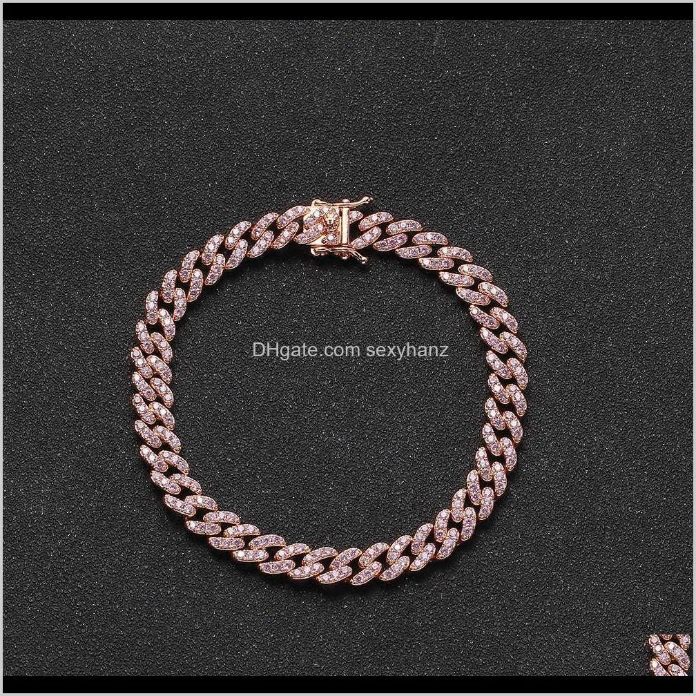 women`s foot hip hop 8mm 9inch 10inch cuban chain copper zircon