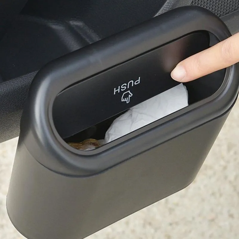 Cubo de basura multifunción para coche, tipo de presión, organizador de basura, caja de cubo de almacenamiento, limpieza automática de rebote, otros accesorios interiores