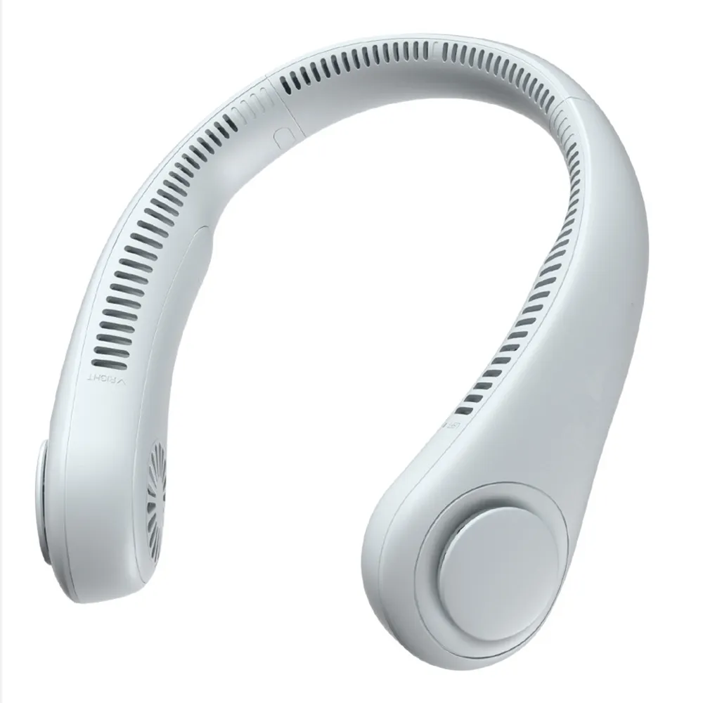 Ventilatore Da Collo Portatile Huang Jia, 5 Velocità, 360° Mani Libere. Ricaricabile USB-C, Batteria 3000 MAh, Silenzioso E Con Display LED. Regalo Estivo.