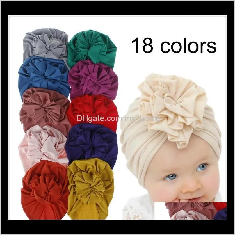 18 colors new baby hats toddler knitted cotton caps infant flower hat newborn hats 10pcs/lot