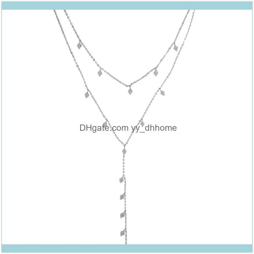 Chains Layer Chain Neckalce 35 And 41cm With 10cm Long Tassel Necklace Women Y Shape Sexy Wedding Multipendant