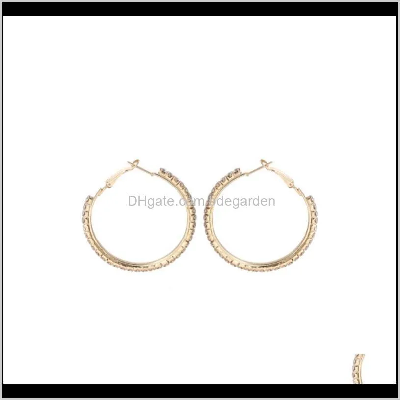 Hie Jewelry Drop Delivery 2021 Geometric Hollow Circle Golden Bling Starry Clear Clartal Light Small Alloy Sleeper Hoop earrings for Women