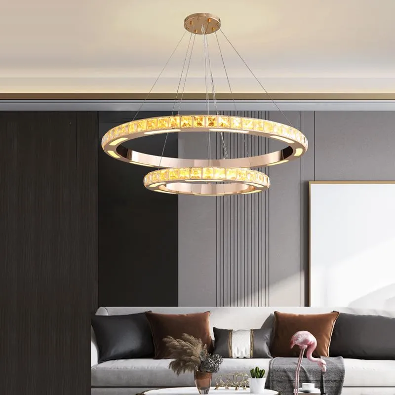 Kolye lambalar Modern Yüzük Led Kristal Işıklar Parlak Yatak Odası Yemek Odası Villa Kapalı Aydınlatma Dekor Lambası Asma Işık Fikstürü