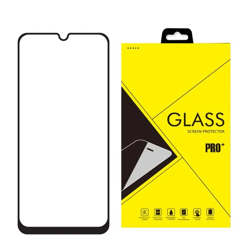 Volledige Cover Gehard Glas Screen Protector Zijde Gedrukt voor Motorola Moto Rand Lite E7I Power Edge 20 Pro 100pcs / lot met retailpakket