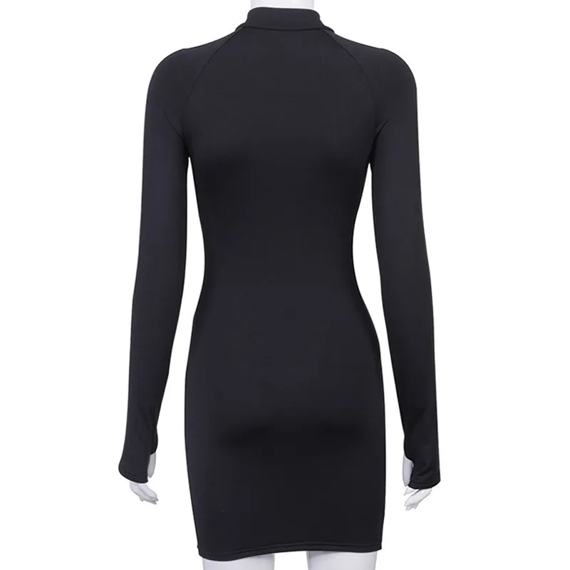 Black Zipper Casual Bodycon Mini Dress for Women Long Sleeve Autumn Sizes S  to L from Dhgate Basic & Casual Dresses - price 18.38