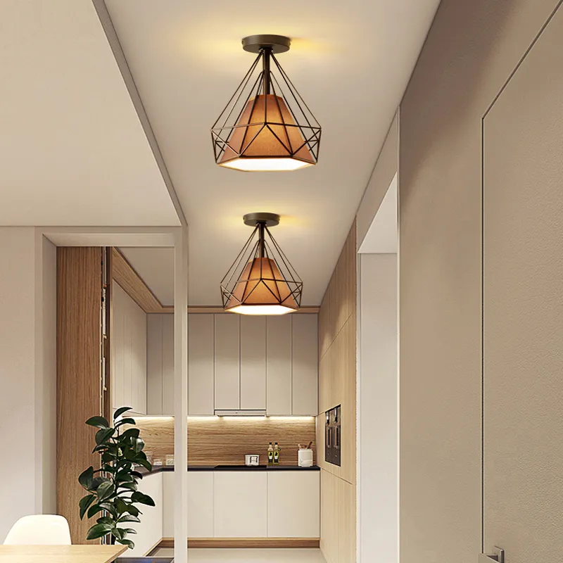 Modern minimalist yaratıcı elmas demir tavan ışık sundurma koridor salon balkon lambası
