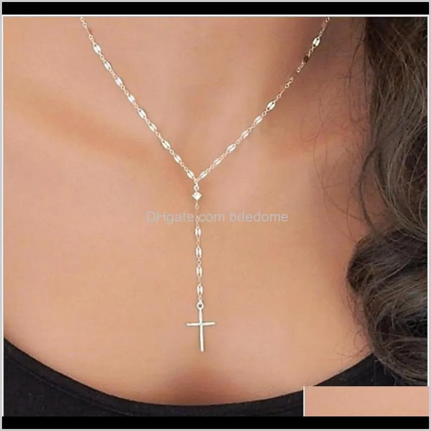 fashion necklace alloy cross pendant metal lace chain silver gold color plated for women sexy gift